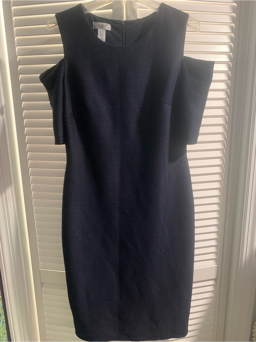 Maggy London Women's Black Sparkly Cold-Shoulder Sheath Dress US12
